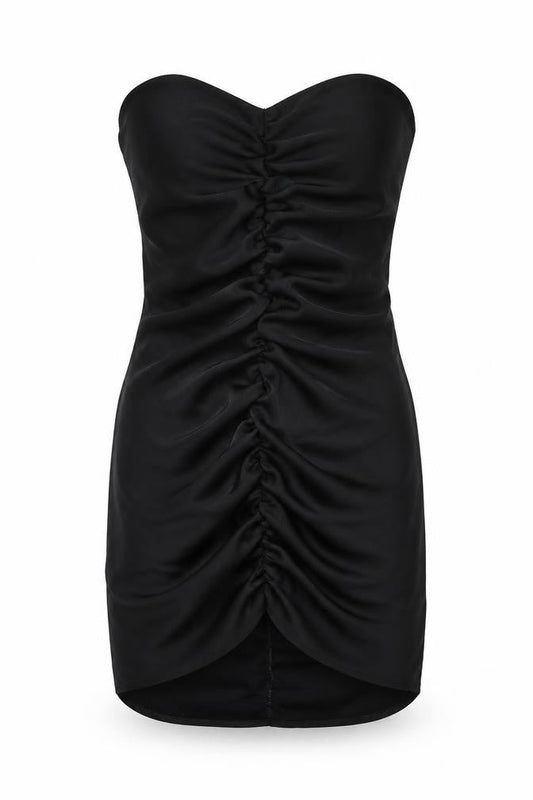 PRETTYLITTLETHING Womens Black Polyester Mini Size 6 Sweetheart Zip - Strapless