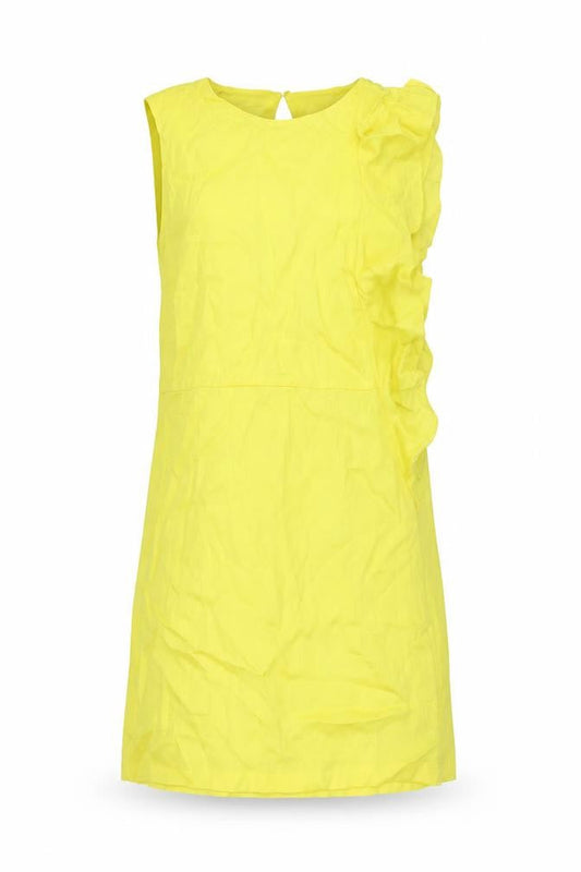 Mango Womens Yellow Viscose Shift Size M Boat Neck Button