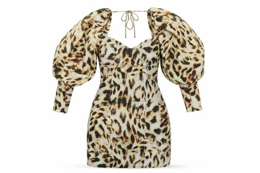 ASOS Womens Beige Animal Print Polyester Mini Size 8 Sweetheart Zip - Leopard Print