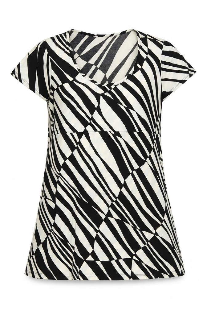 Wallis Womens Black Geometric Polyester Basic Blouse Size 14 Scoop Neck