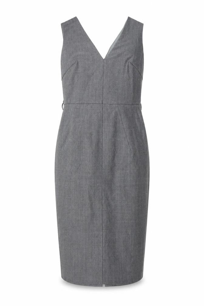 NEXT Womens Grey Wool Pencil Dress Size 6 V-Neck Zip