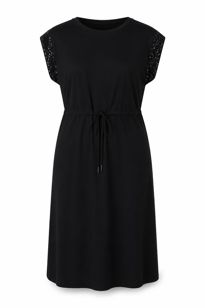 Marks & Spencer Womens Black Polyester A-Line Size 8 Boat Neck Pullover