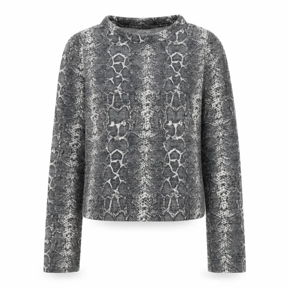 Zara Womens Grey Round Neck Animal Print Polyester Pullover Jumper Size S - Snakeskin Pattern