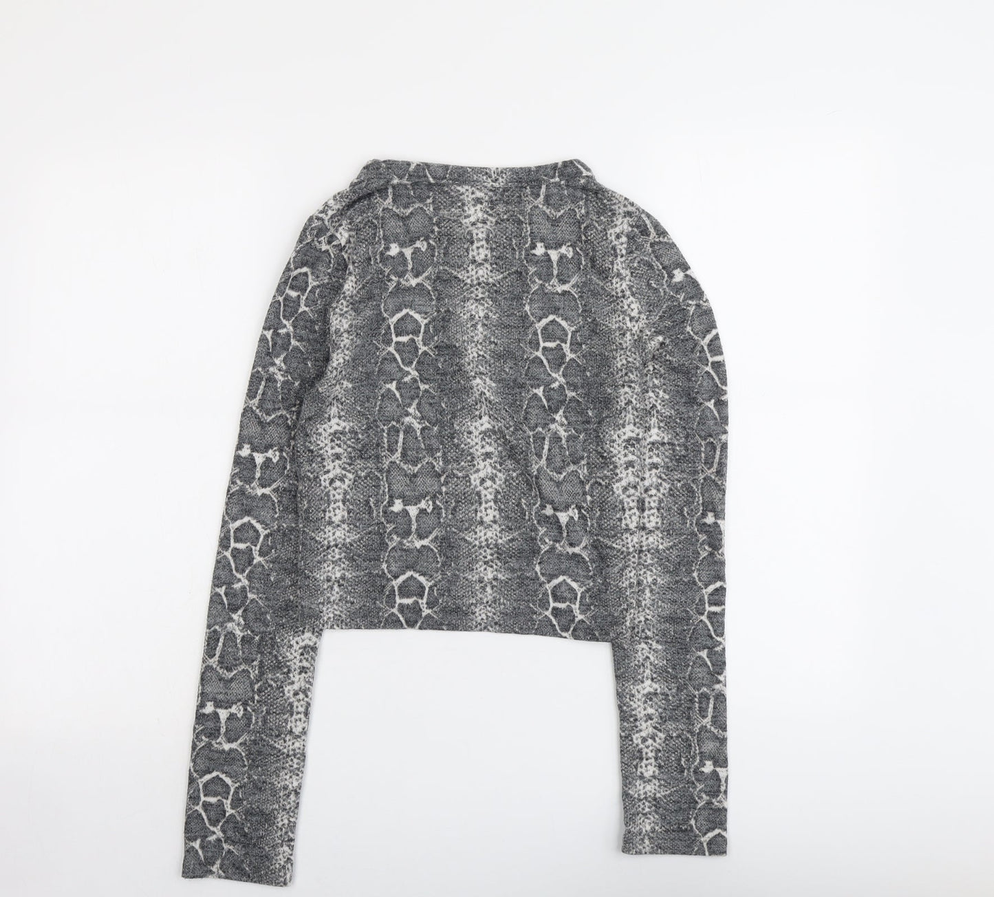 Zara Womens Grey Round Neck Animal Print Polyester Pullover Jumper Size S - Snakeskin Pattern