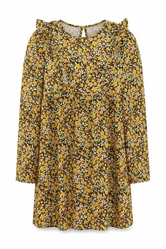 ASOS Womens Yellow Floral Cotton A-Line Size 14 Round Neck Pullover