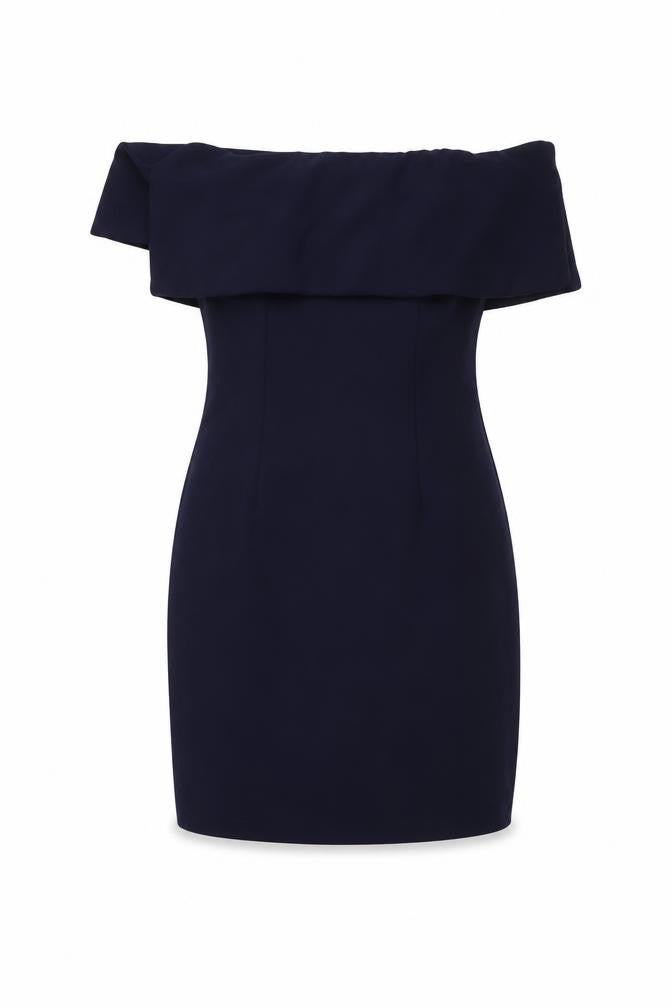 Missguided Womens Blue Polyester Mini Size 6 Off the Shoulder Zip - Fold-Over Neckline