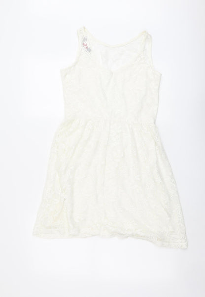 Dorothy Perkins Womens Ivory Polyester Tank Dress Size 10 Boat Neck Pullover