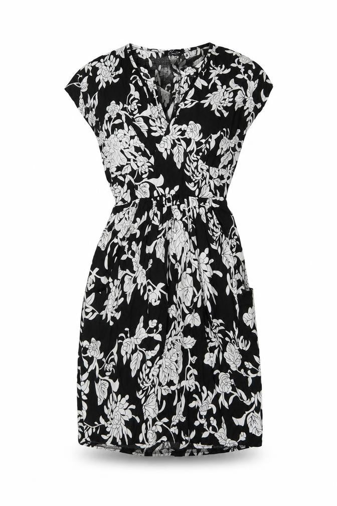 Closet Womens Black Geometric Viscose A-Line Size 8 V-Neck Pullover