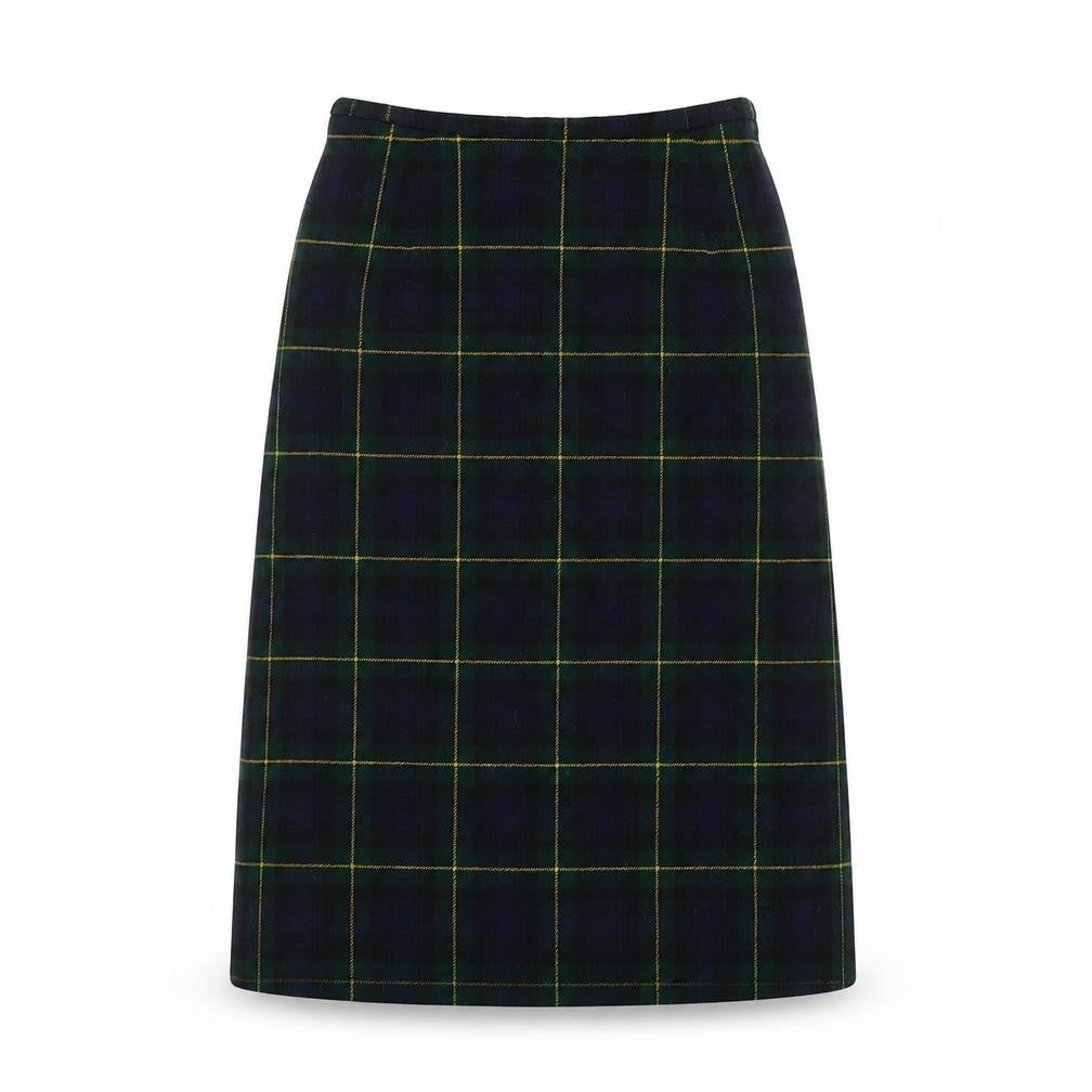 Pringle Womens Green Plaid Wool A-Line Skirt Size 28 in Zip
