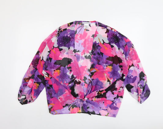 Annalee + Hope Womens Multicoloured Floral Polyester Basic Blouse Size M V-Neck - Knot Front