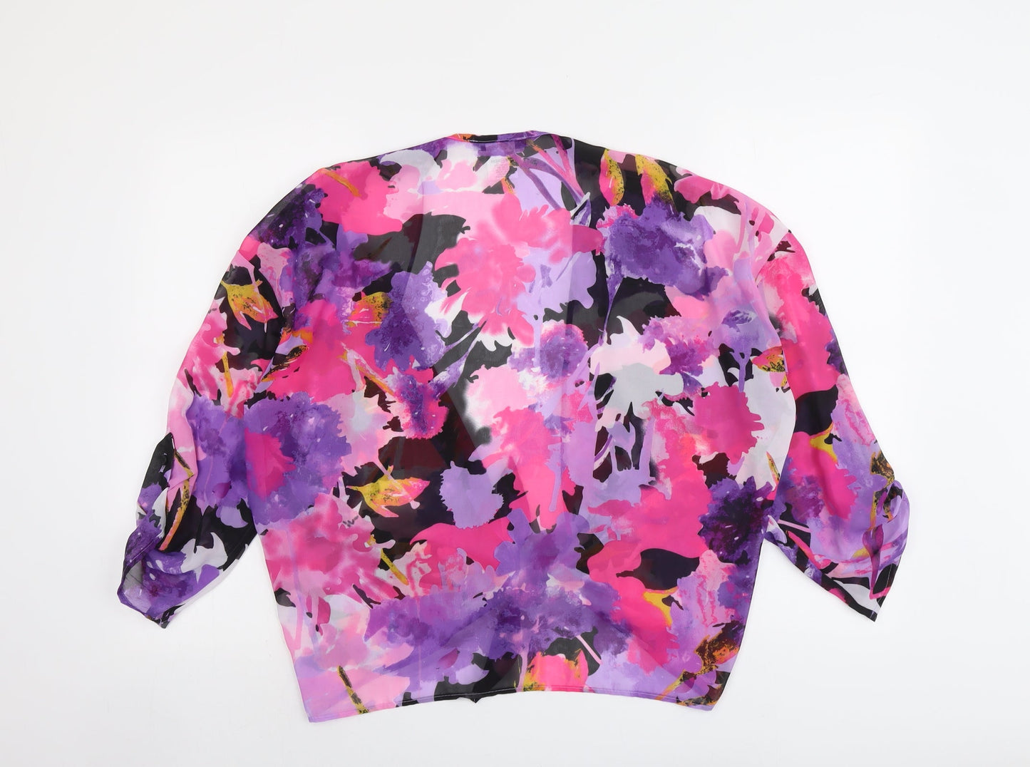 Annalee + Hope Womens Multicoloured Floral Polyester Basic Blouse Size M V-Neck - Knot Front
