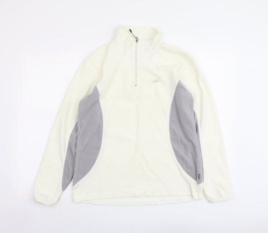 FIVE SEASONS Womens Ivory Polyester Pullover Sweatshirt Size 14 Zip