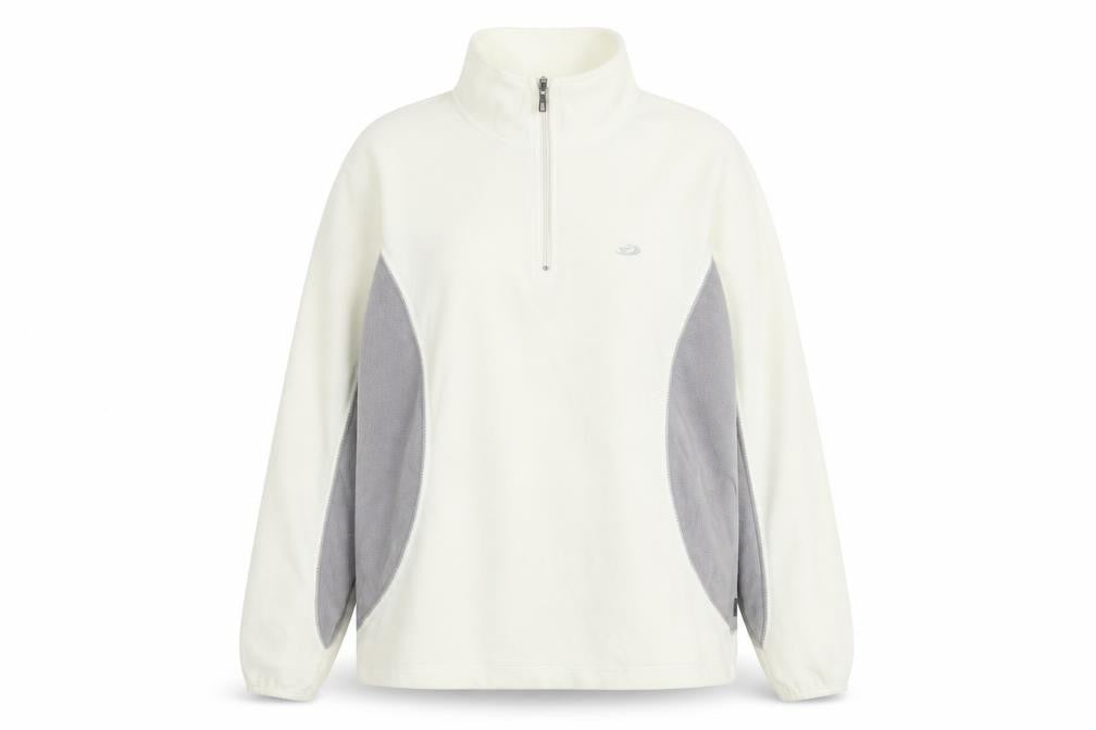 FIVE SEASONS Womens Ivory Polyester Pullover Sweatshirt Size 14 Zip