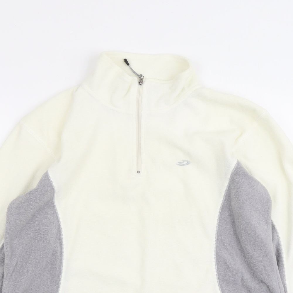 FIVE SEASONS Womens Ivory Polyester Pullover Sweatshirt Size 14 Zip