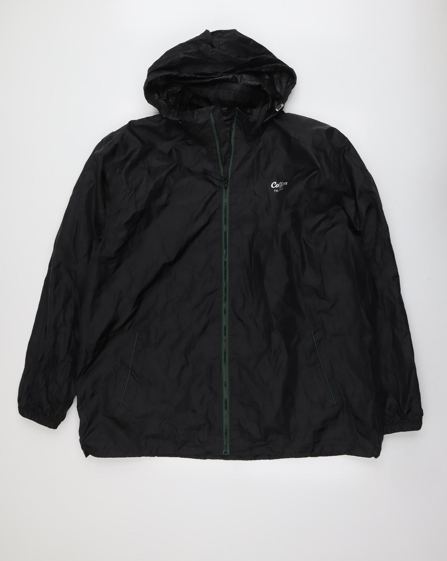Cotton Traders Mens Black Rain Coat Coat Size 2XS Zip