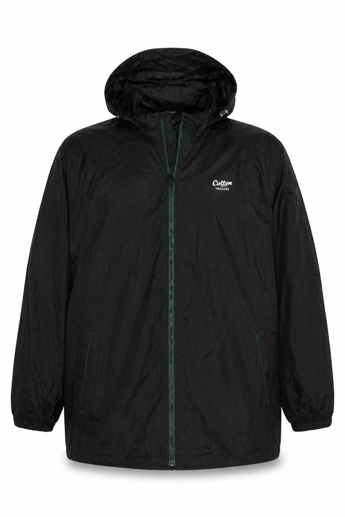 Cotton Traders Mens Black Rain Coat Coat Size 2XS Zip