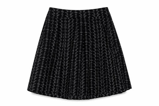 Marks & Spencer Womens Black Geometric Polyester Swing Skirt Size 8 Zip