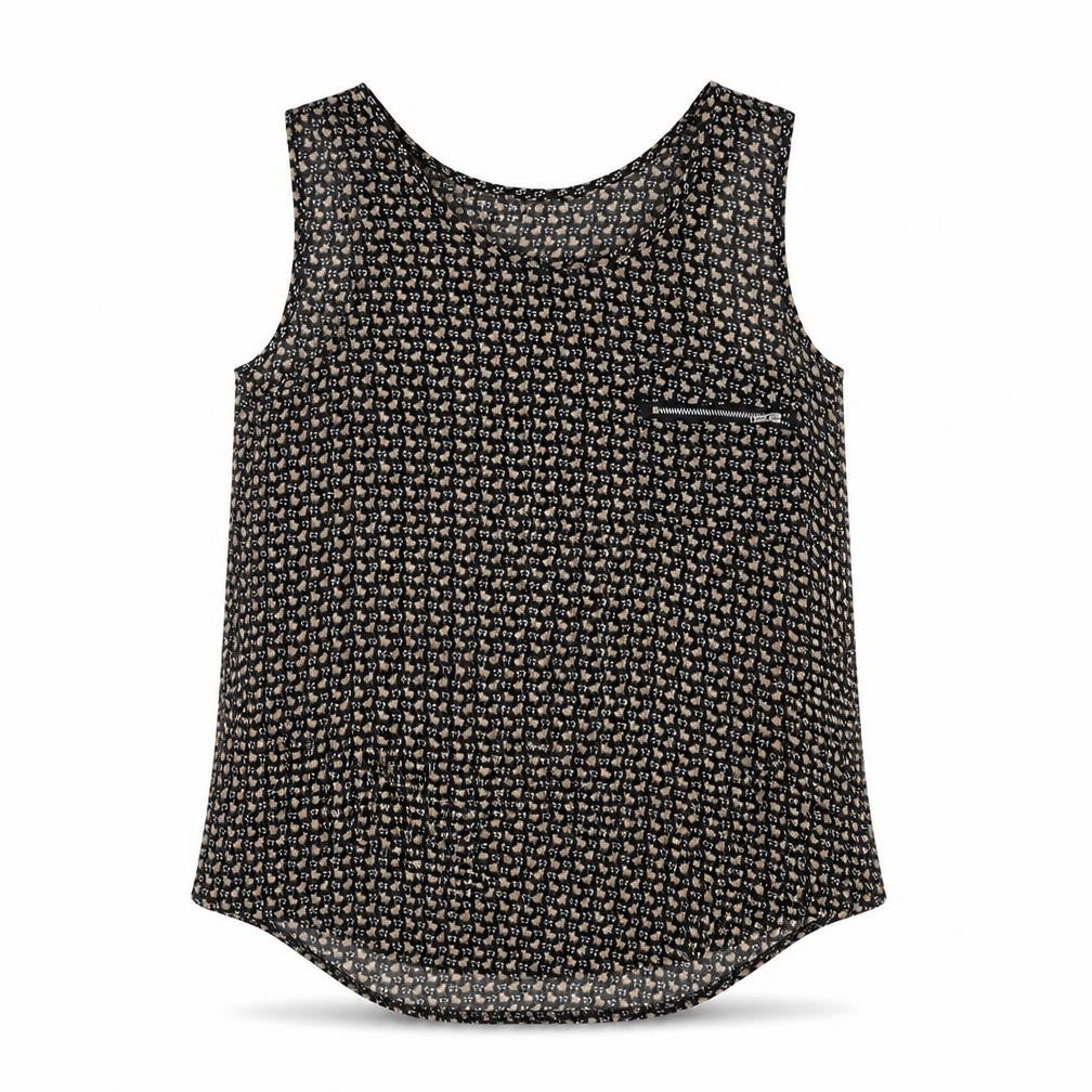 Cameo Rose Womens Black Geometric Polyester Basic Tank Size S Scoop Neck