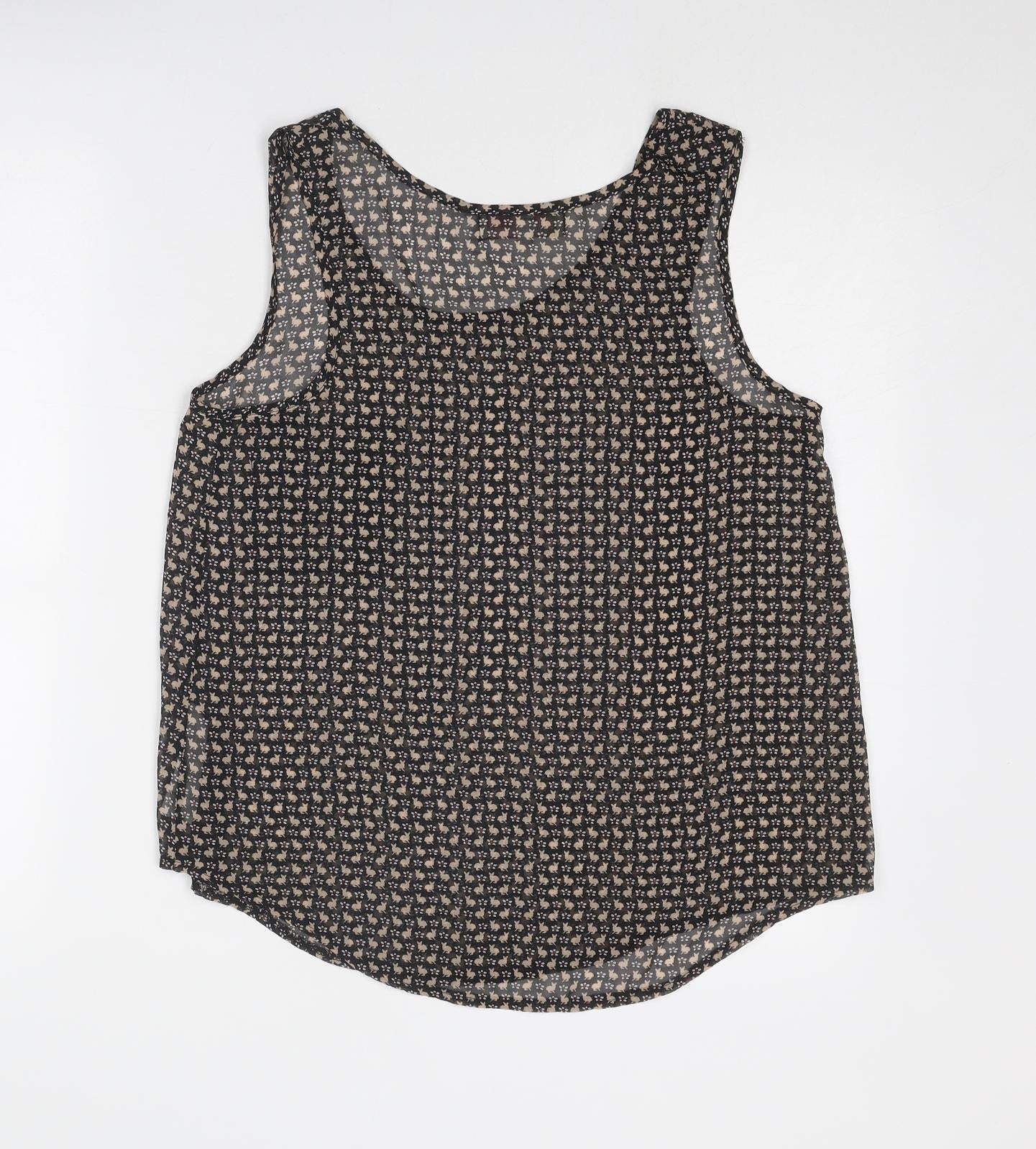 Cameo Rose Womens Black Geometric Polyester Basic Tank Size S Scoop Neck