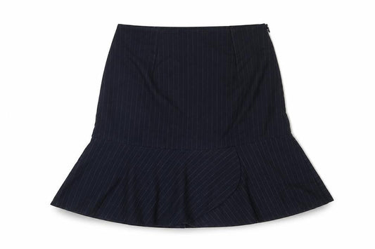 Zara Womens Blue Striped Viscose Swing Skirt Size S Zip