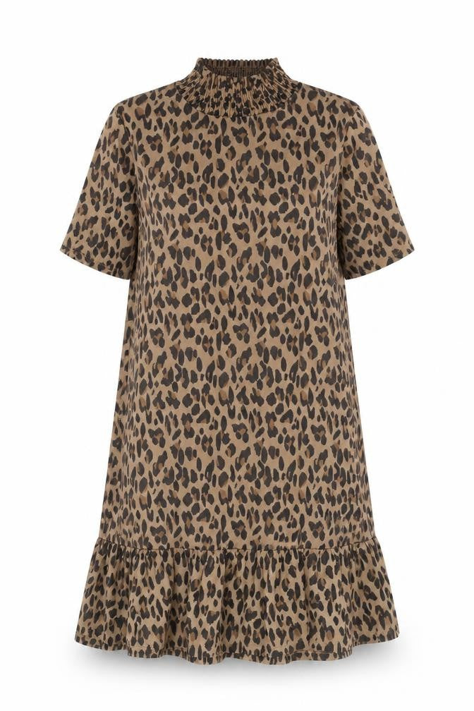 Zara Womens Brown Animal Print Polyester Sheath Size M Mock Neck Pullover - Leopard Print