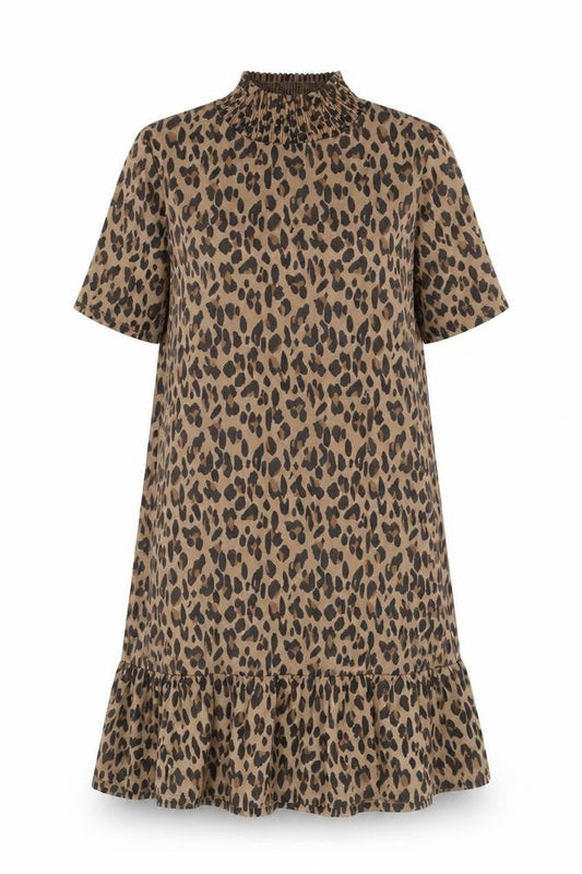 Zara Womens Brown Animal Print Polyester Sheath Size M Mock Neck Pullover - Leopard Print