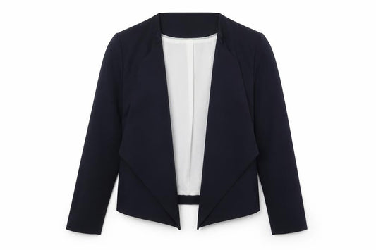 Front view of Dorothy Perkins women’s blue jacket blazer, size UK 14