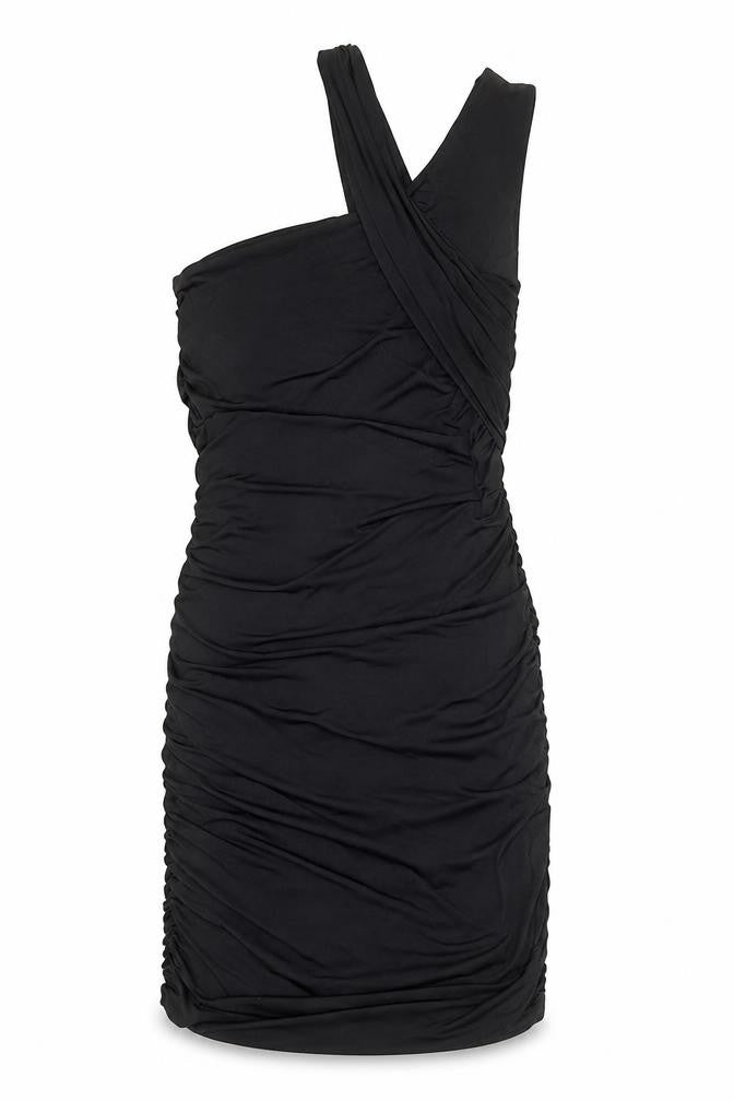 Stradivarius Womens Black Polyester Bodycon Size M Round Neck Pullover - Asymmetric Neckline