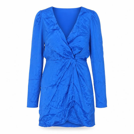 Zara Womens Blue Viscose Mini Size M V-Neck Hook & Eye