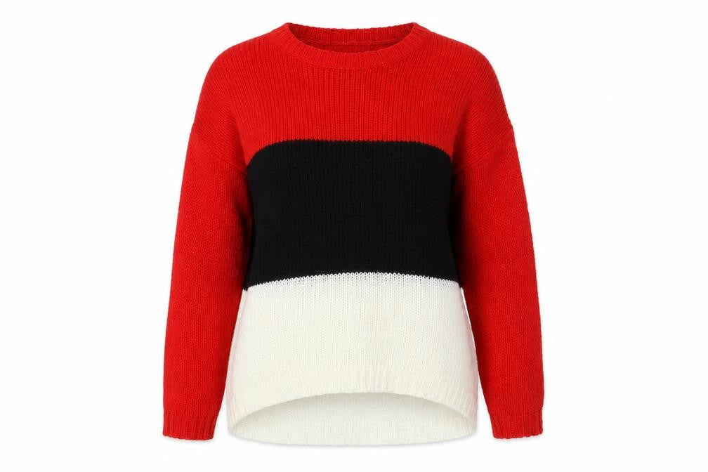 Select Womens Multicoloured Boat Neck Acrylic Pullover Jumper Size 12 - Colourblock