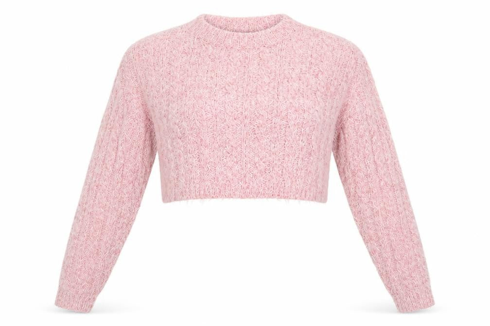 Topshop Womens Pink Round Neck Acrylic Pullover Jumper Size S