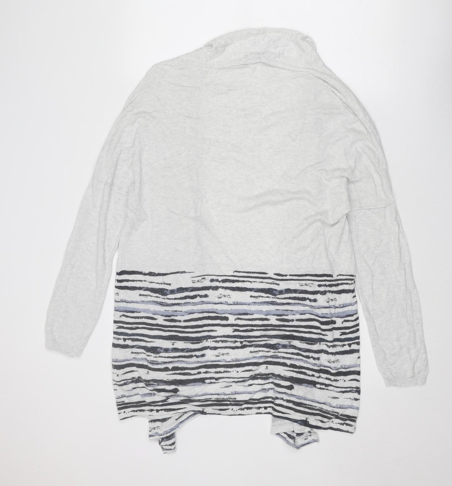 Maison De Nimes Womens Grey V-Neck Geometric Viscose Cardigan Jumper Size L - Open