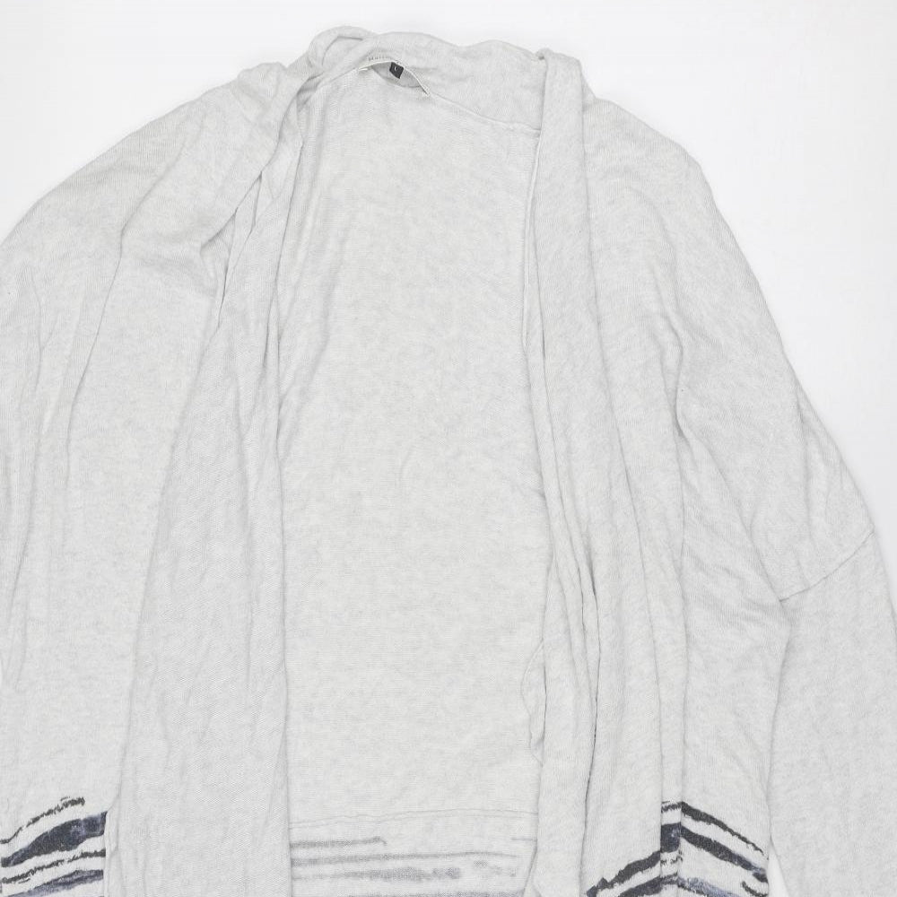 Maison De Nimes Womens Grey V-Neck Geometric Viscose Cardigan Jumper Size L - Open