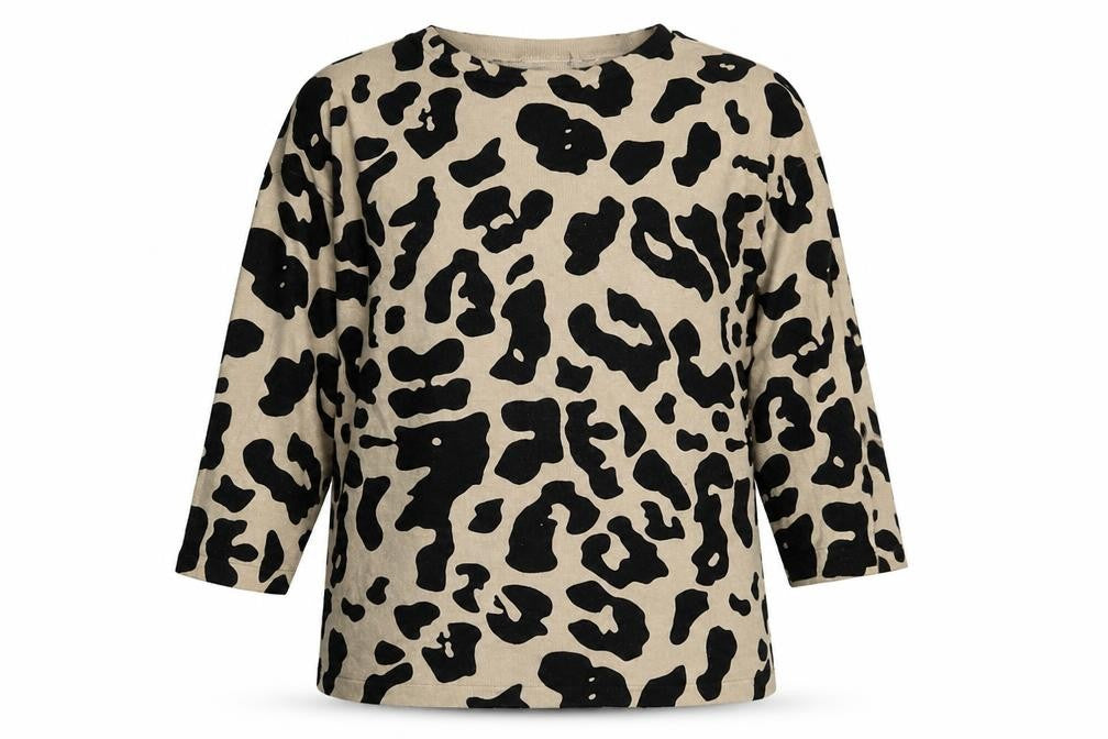 Saint Tropez Clothing Womens Beige Boat Neck Animal Print Viscose Pullover Jumper Size L