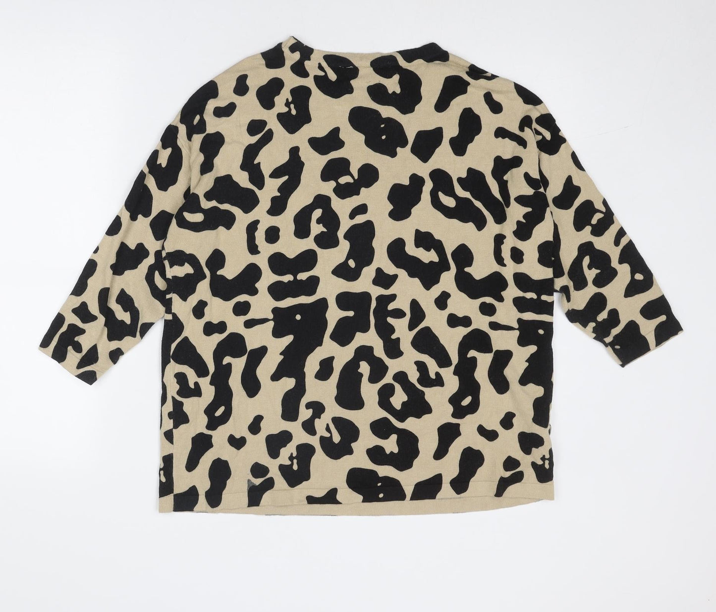 Saint Tropez Clothing Womens Beige Boat Neck Animal Print Viscose Pullover Jumper Size L