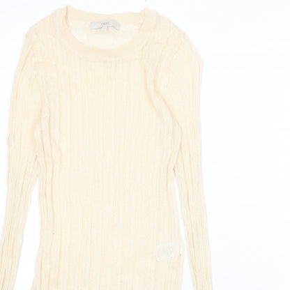 Next Womens Beige Round Neck Viscose Pullover Jumper Size 6