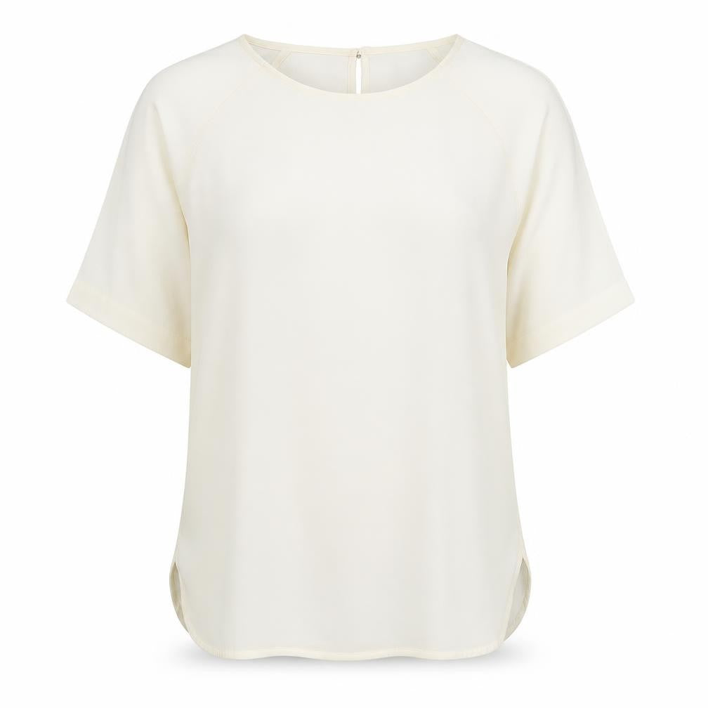 Marks & Spencer Womens Ivory Polyester Basic Blouse Size 12 Round Neck