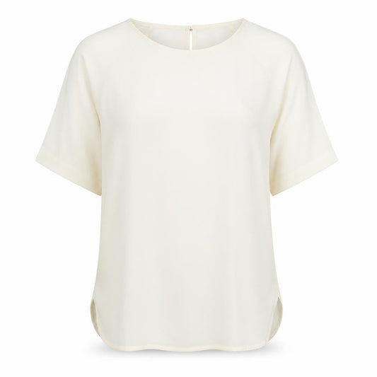Marks and Spencer Womens Ivory Polyester Basic Blouse Size 12 Round Neck