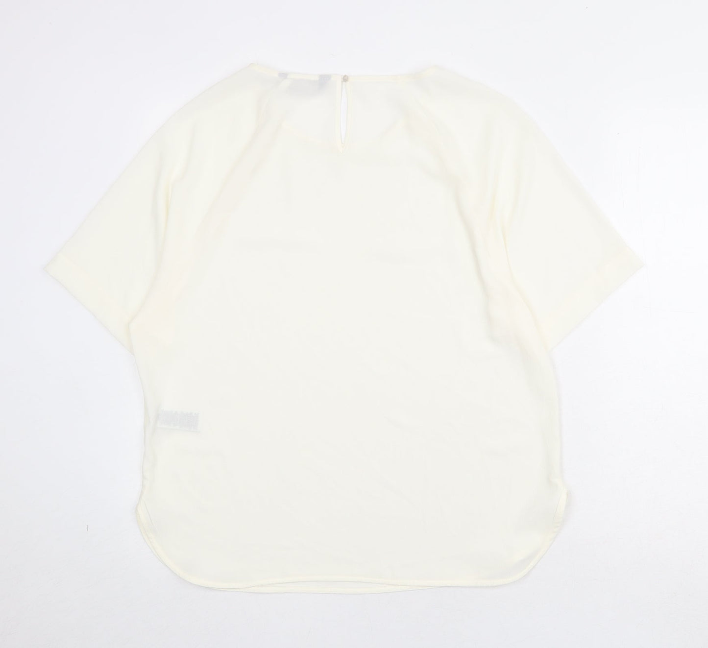 Marks and Spencer Womens Ivory Polyester Basic Blouse Size 12 Round Neck