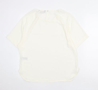 Marks & Spencer Womens Ivory Polyester Basic Blouse Size 12 Round Neck