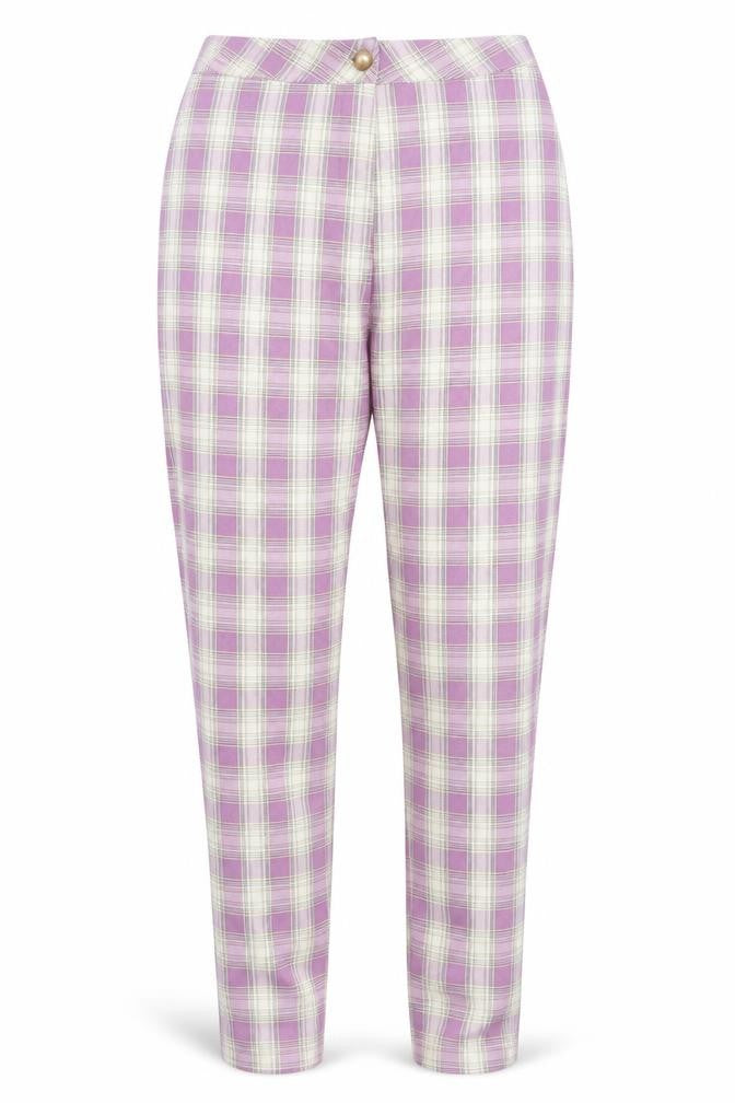 Urban Threads Womens Purple Plaid Polyester Carrot Trousers Size 8 Regular Zip