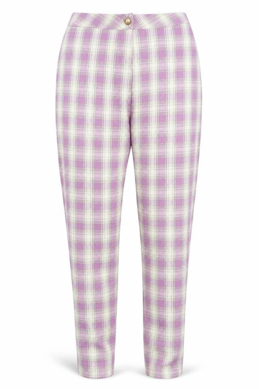 Urban Threads Womens Purple Plaid Polyester Carrot Trousers Size 8 Regular Zip