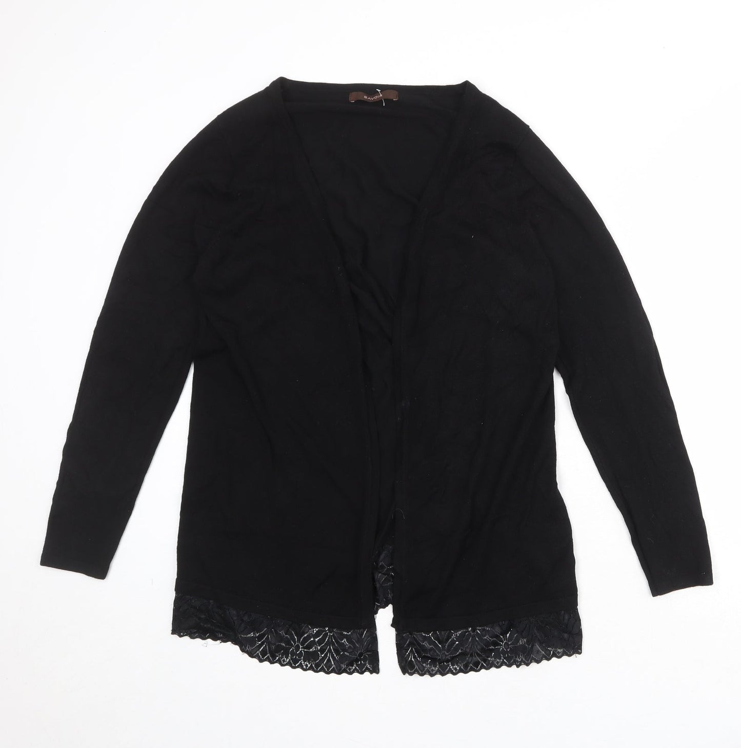 Savoir Womens Black V-Neck Viscose Cardigan Jumper Size 14