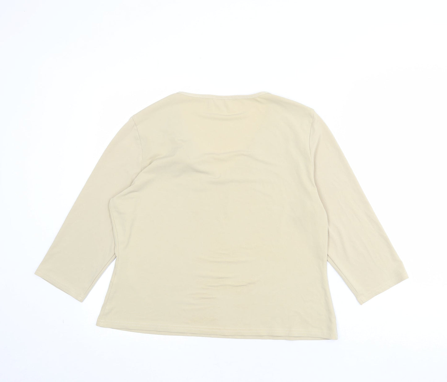 Berkertex Womens Beige Polyester Basic T-Shirt Size 16 V-Neck