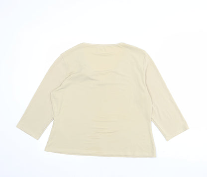 Berkertex Womens Beige Polyester Basic T-Shirt Size 16 V-Neck