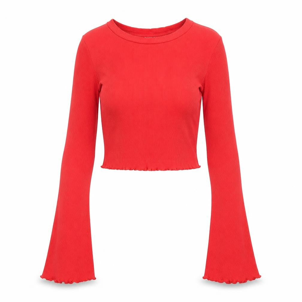 River Island Womens Red Viscose Basic T-Shirt Size 6 Round Neck