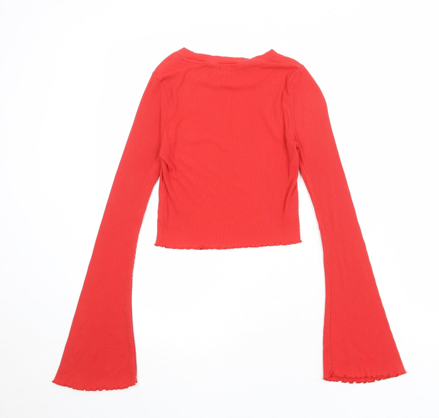 River Island Womens Red Viscose Basic T-Shirt Size 6 Round Neck