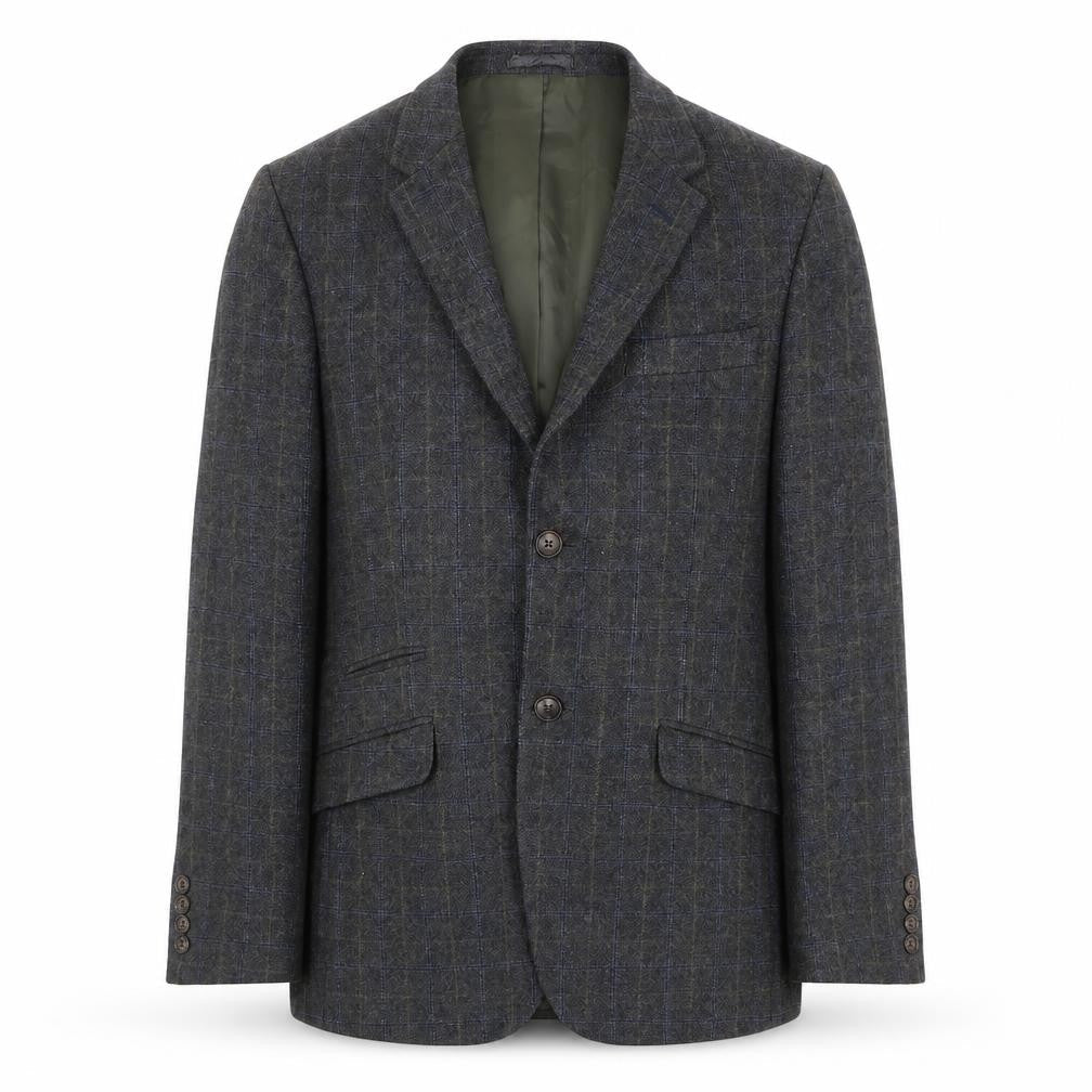 RJR.John Rocha Mens Grey Check Wool Jacket Blazer Size 38 Regular