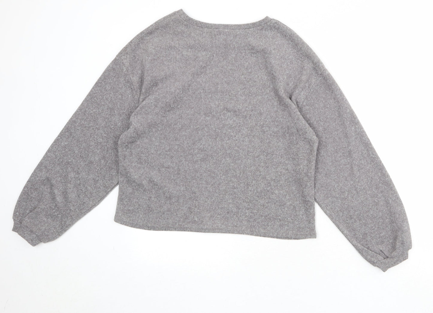 New Look Womens Grey Polyester Pullover Sweatshirt Size S Pullover - Flower Detail
