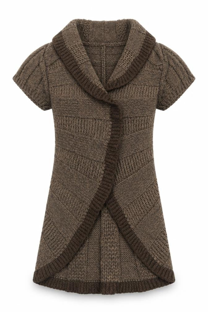 Oui Womens Brown Collared Acrylic Cardigan Jumper Size 12